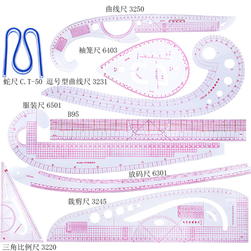 Sewing Gauge Ruler - 9Pcs Bộ Đường May Đo Thước