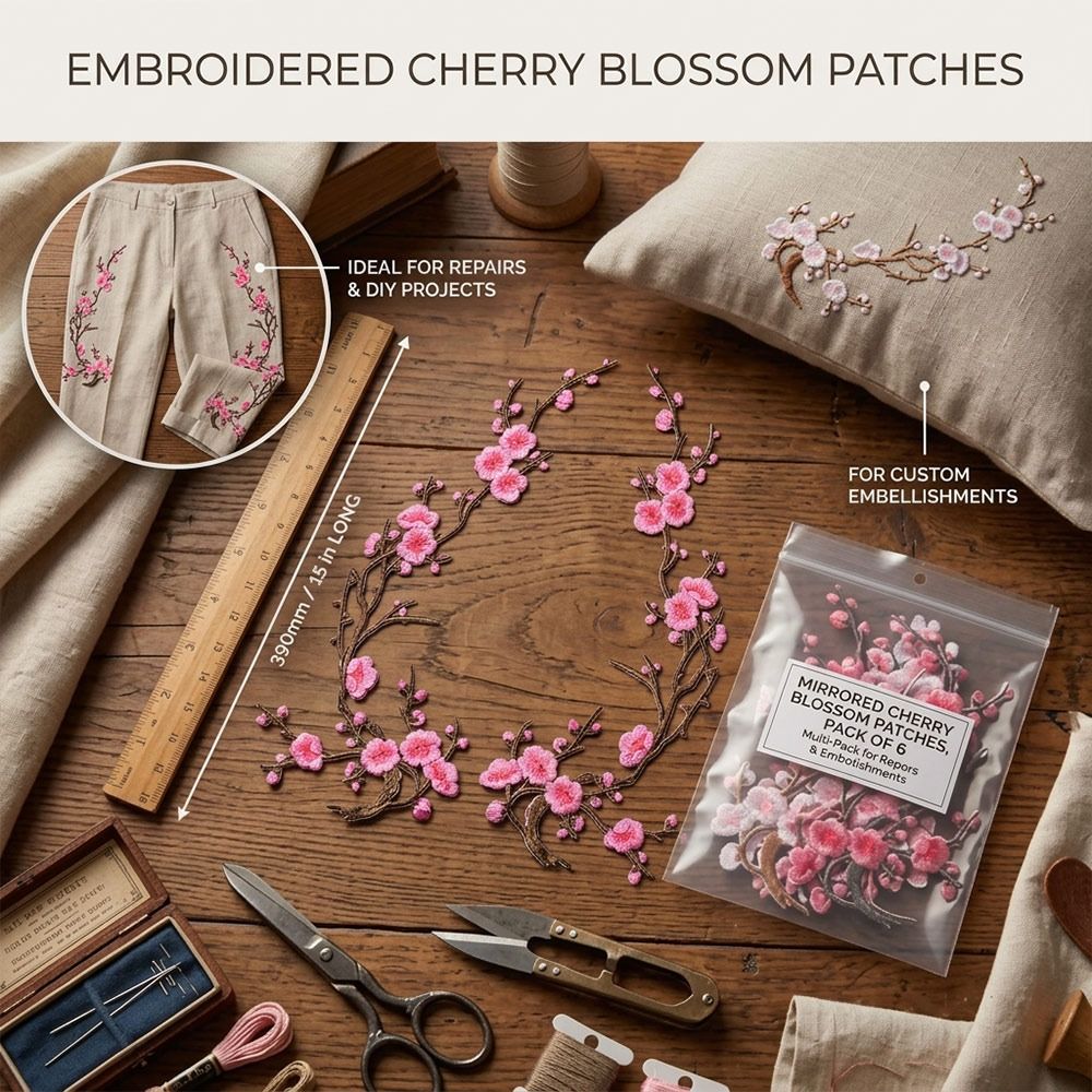 DIY Cherry Blossom Iron On Pat - đánh giá và giá Textile For Sewing