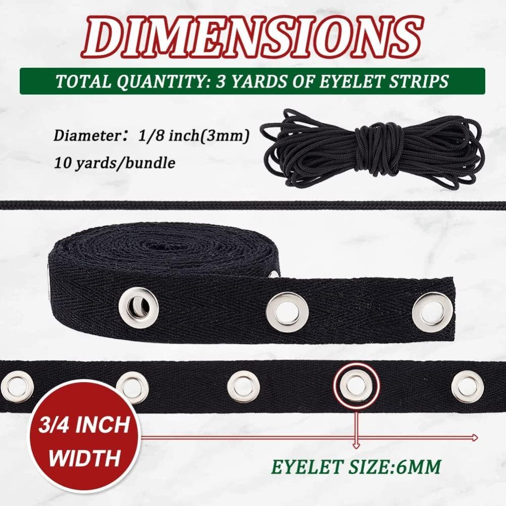 3 Yards Eyelet Tape Trim Black - đánh giá và giá Sewing Eyelet Fabric